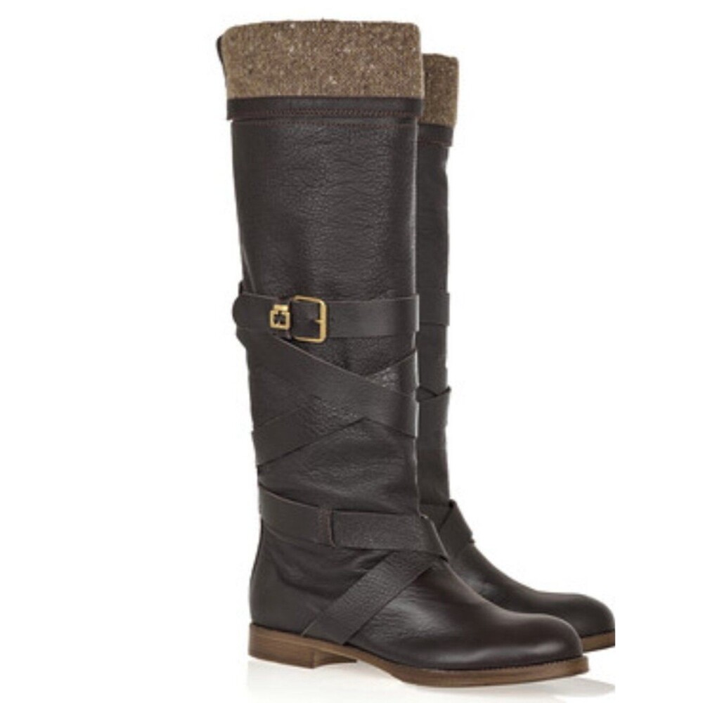 Chloé Prince Paddington Brown Leather Boots 7